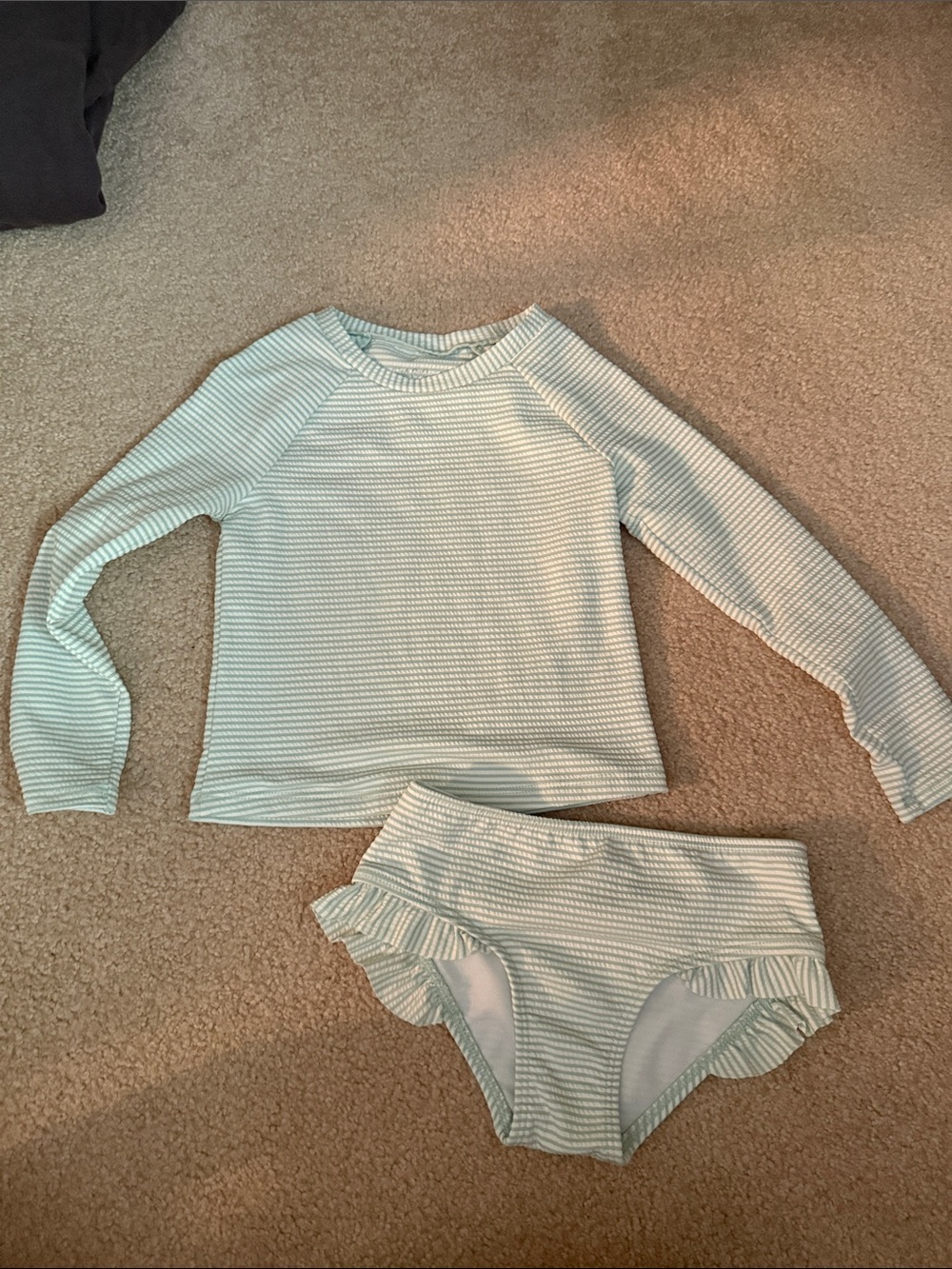 Cat & Jack Mint Stripe Long-Sleeve Rashguard Two-Piece Swim Set